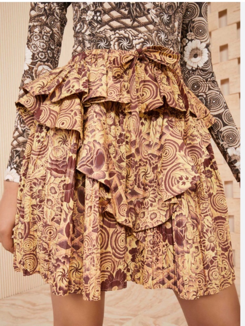 Ulla Johnson Sigrid Cotton Bohemian Ruffle Mini Skirt Yellow Romantic